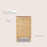 Calandre Thin Linear Slat Modern Farmhouse 2-Shelf Bath Vanity Cabinet Only (Sink Basin not Included) - JONATHAN Y