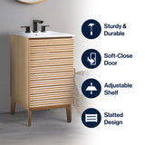 Cala Thin Linear Slat Modern Farmhouse 2-Shelf Bath Vanity Cabinet Only (Sink Basin not Included)
