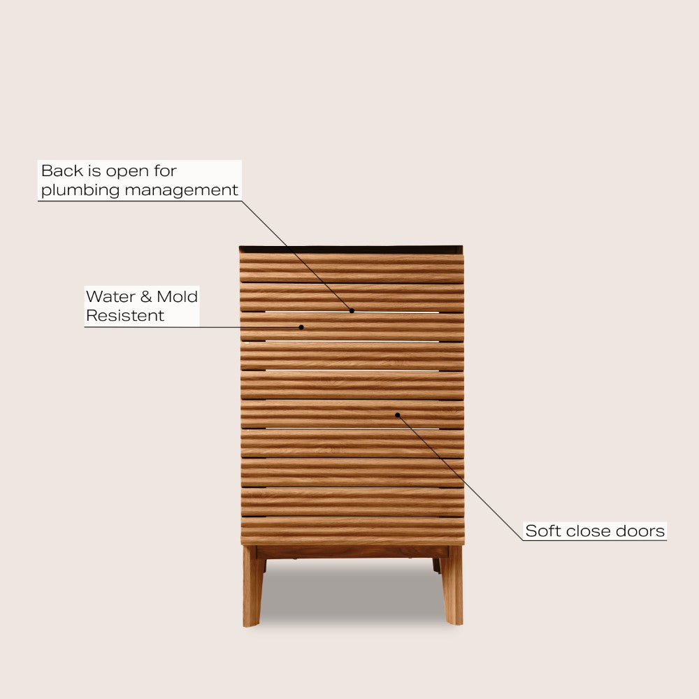Calandre Thin Linear Slat Modern Farmhouse 2-Shelf Bath Vanity Cabinet Only (Sink Basin not Included) - JONATHAN Y