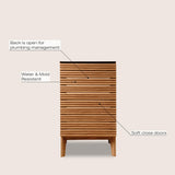 Calandre Thin Linear Slat Modern Farmhouse 2-Shelf Bath Vanity Cabinet Only (Sink Basin not Included) - JONATHAN Y