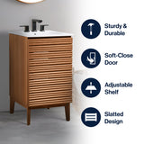 Cala Thin Linear Slat Modern Farmhouse 2-Shelf Bath Vanity Cabinet Only (Sink Basin not Included)