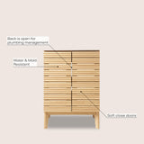 Calandre Thin Linear Slat Modern Farmhouse 2-Shelf Bath Vanity Cabinet Only (Sink Basin not Included) - JONATHAN Y