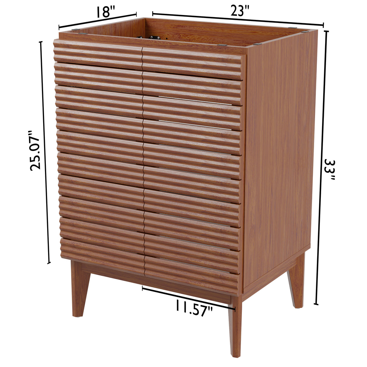 Cala Thin Linear Slat Modern Farmhouse 2-Shelf Bath Vanity Cabinet Only (Sink Basin not Included)