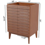 Cala Thin Linear Slat Modern Farmhouse 2-Shelf Bath Vanity Cabinet Only (Sink Basin not Included)
