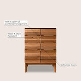 Cala Thin Linear Slat Modern Farmhouse 2-Shelf Bath Vanity Cabinet Only (Sink Basin not Included)