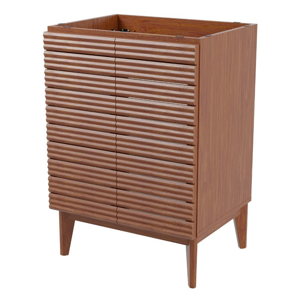 Cala Thin Linear Slat Modern Farmhouse 2-Shelf Bath Vanity Cabinet Only (Sink Basin not Included)