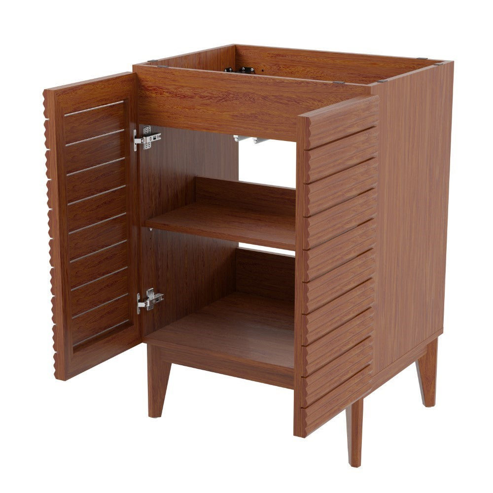 Cala Thin Linear Slat Modern Farmhouse 2-Shelf Bath Vanity Cabinet Only (Sink Basin not Included)