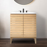 Cala Thin Linear Slat Modern Farmhouse 2-Shelf Bath Vanity Cabinet Only (Sink Basin not Included)