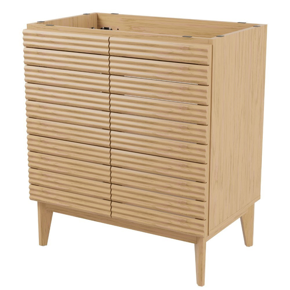 Cala Thin Linear Slat Modern Farmhouse 2-Shelf Bath Vanity Cabinet Only (Sink Basin not Included)