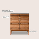 Cala Thin Linear Slat Modern Farmhouse 2-Shelf Bath Vanity Cabinet Only (Sink Basin not Included)