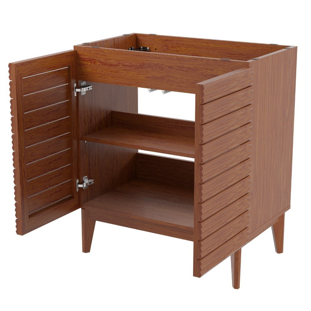 Cala Thin Linear Slat Modern Farmhouse 2-Shelf Bath Vanity Cabinet Only (Sink Basin not Included)