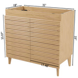 Cala Thin Linear Slat Modern Farmhouse 2-Shelf Bath Vanity Cabinet Only (Sink Basin not Included)
