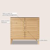 Cala Thin Linear Slat Modern Farmhouse 2-Shelf Bath Vanity Cabinet Only (Sink Basin not Included)