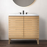 Cala Thin Linear Slat Modern Farmhouse 2-Shelf Bath Vanity Cabinet Only (Sink Basin not Included)