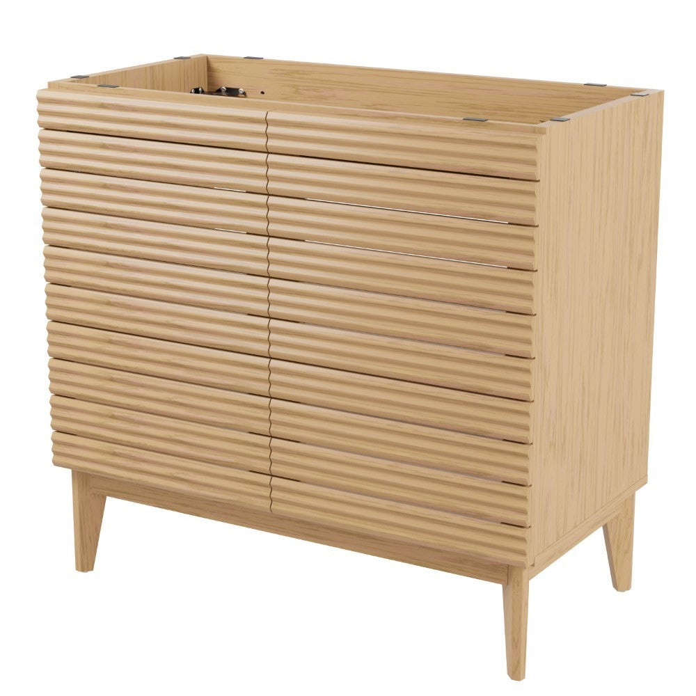 Cala Thin Linear Slat Modern Farmhouse 2-Shelf Bath Vanity Cabinet Only (Sink Basin not Included)
