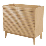 Cala Thin Linear Slat Modern Farmhouse 2-Shelf Bath Vanity Cabinet Only (Sink Basin not Included)