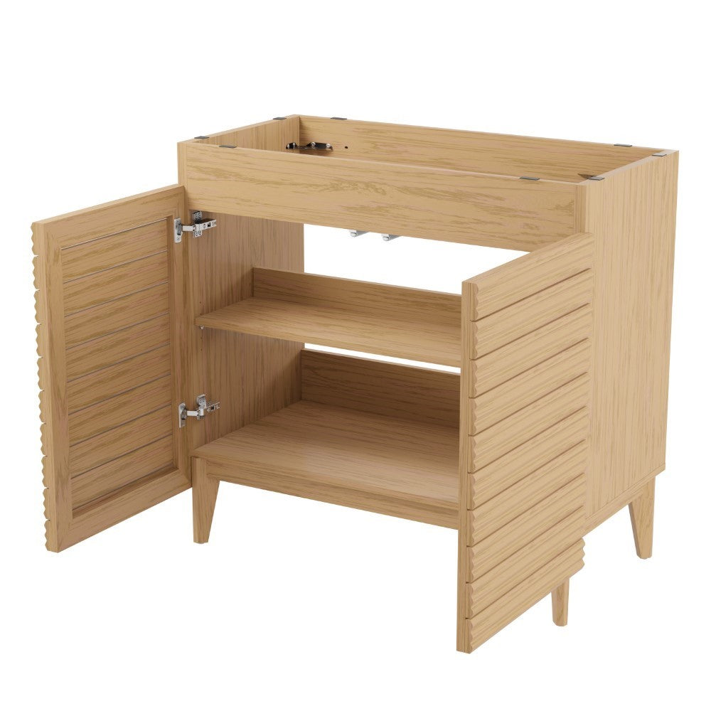 Cala Thin Linear Slat Modern Farmhouse 2-Shelf Bath Vanity Cabinet Only (Sink Basin not Included)