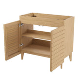 Cala Thin Linear Slat Modern Farmhouse 2-Shelf Bath Vanity Cabinet Only (Sink Basin not Included)