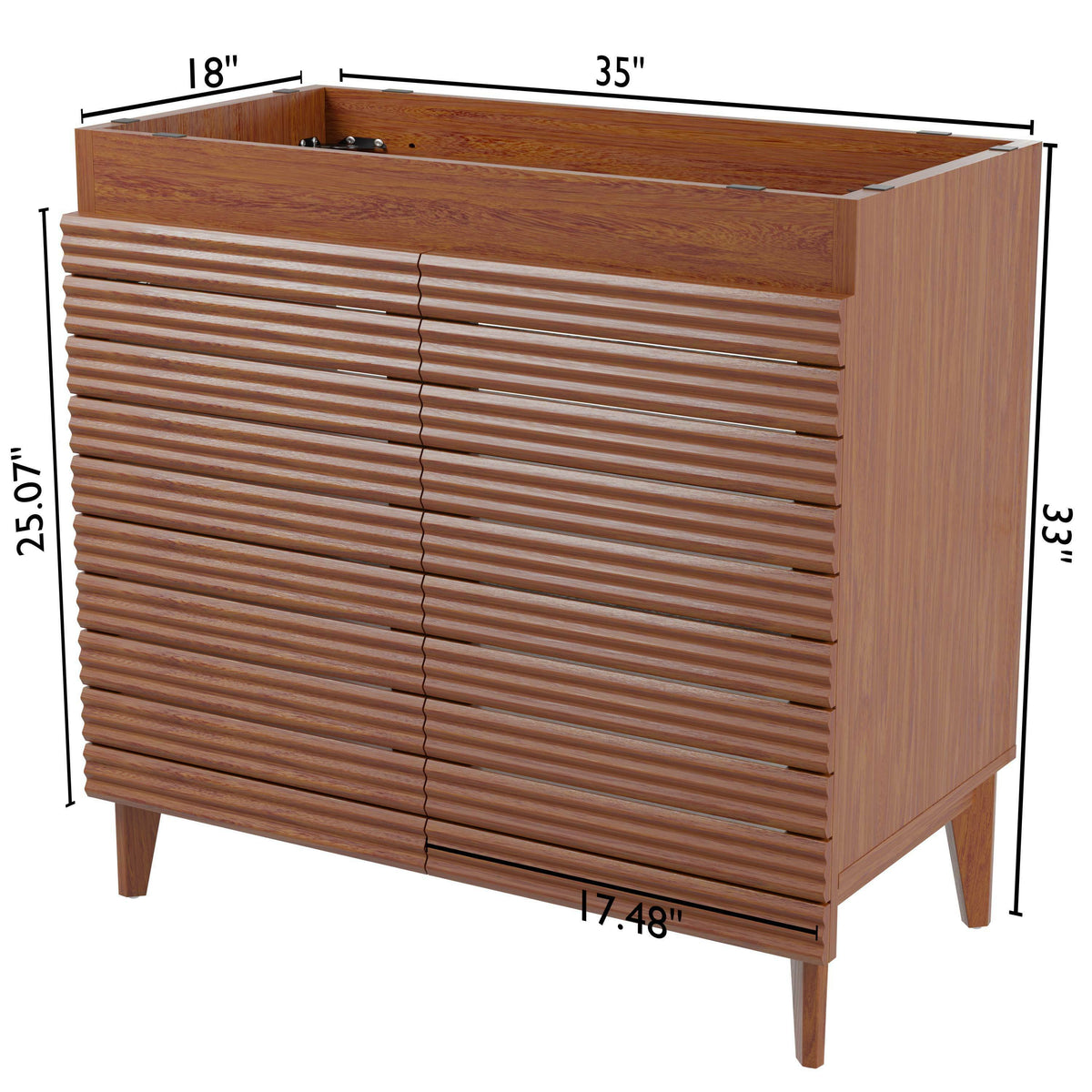 Cala Thin Linear Slat Modern Farmhouse 2-Shelf Bath Vanity Cabinet Only (Sink Basin not Included)