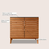 Cala Thin Linear Slat Modern Farmhouse 2-Shelf Bath Vanity Cabinet Only (Sink Basin not Included)