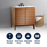 Cala Thin Linear Slat Modern Farmhouse 2-Shelf Bath Vanity Cabinet Only (Sink Basin not Included)