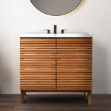 Cala Thin Linear Slat Modern Farmhouse 2-Shelf Bath Vanity Cabinet Only (Sink Basin not Included)