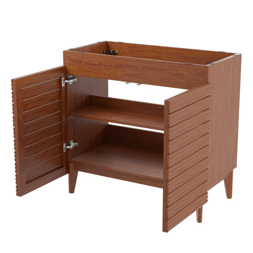 Cala Thin Linear Slat Modern Farmhouse 2-Shelf Bath Vanity Cabinet Only (Sink Basin not Included)