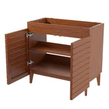 Cala Thin Linear Slat Modern Farmhouse 2-Shelf Bath Vanity Cabinet Only (Sink Basin not Included)