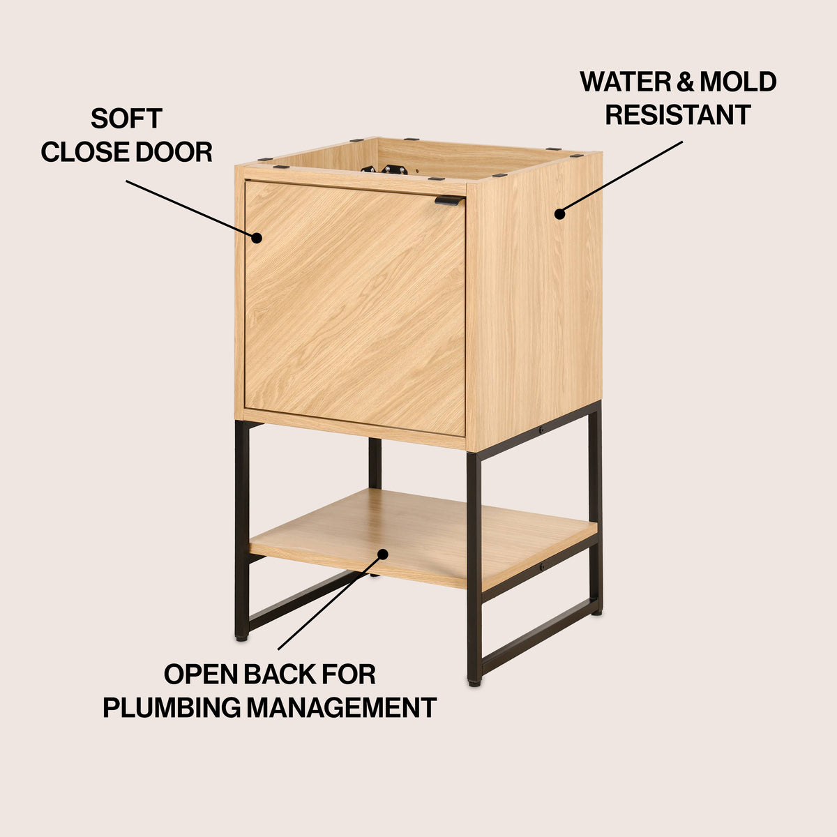 Moss Chevron-Front Modern Minimalist 2-Shelf Bath Vanity Cabinet Only (Sink Basin Not Included)