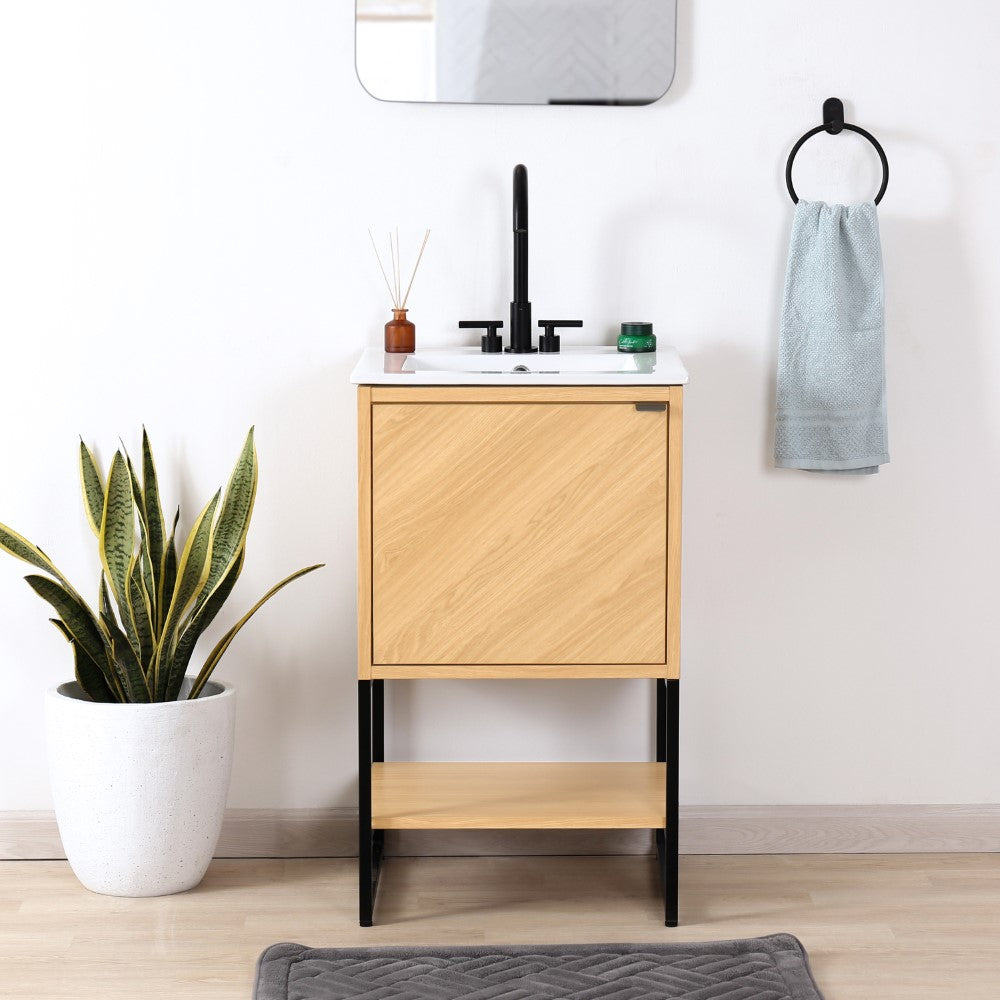 Moss Chevron-Front Modern Minimalist 2-Shelf Bath Vanity Cabinet Only (Sink Basin Not Included)