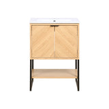 Moss Chevron-Front Modern Minimalist 2-Shelf Bath Vanity Cabinet Only (Sink Basin Not Included)