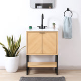 Moss Chevron-Front Modern Minimalist 2-Shelf Bath Vanity Cabinet Only (Sink Basin Not Included)