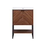 Moss Chevron-Front Modern Minimalist 2-Shelf Bath Vanity Cabinet Only (Sink Basin Not Included)