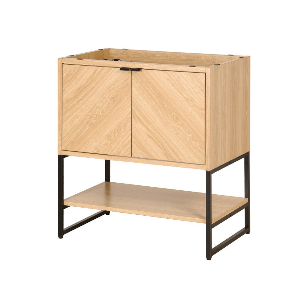 Moss Chevron-Front Modern Minimalist 2-Shelf Bath Vanity Cabinet Only (Sink Basin Not Included)