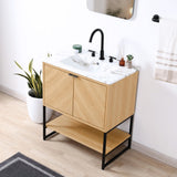 Moss Chevron-Front Modern Minimalist 2-Shelf Bath Vanity Cabinet Only (Sink Basin Not Included)