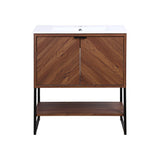 Moss Chevron-Front Modern Minimalist 2-Shelf Bath Vanity Cabinet Only (Sink Basin Not Included)