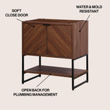 Moss Chevron-Front Modern Minimalist 2-Shelf Bath Vanity Cabinet Only (Sink Basin Not Included)