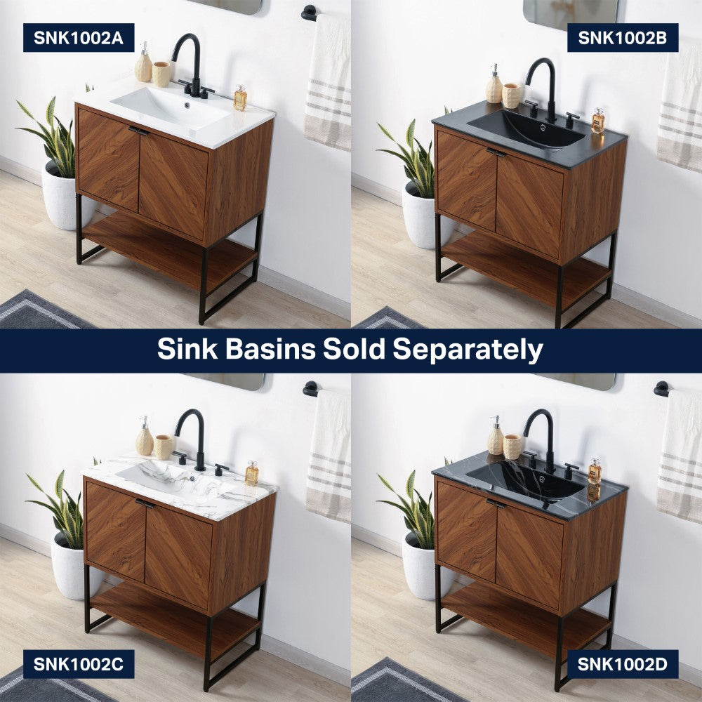 Moss Chevron-Front Modern Minimalist 2-Shelf Bath Vanity Cabinet Only (Sink Basin Not Included)
