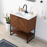 Moss Chevron-Front Modern Minimalist 2-Shelf Bath Vanity Cabinet Only (Sink Basin Not Included)