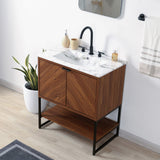 Moss Chevron-Front Modern Minimalist 2-Shelf Bath Vanity Cabinet Only (Sink Basin Not Included)