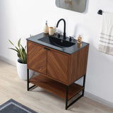 Moss Chevron-Front Modern Minimalist 2-Shelf Bath Vanity Cabinet Only (Sink Basin Not Included)
