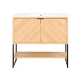 Moss Chevron-Front Modern Minimalist 2-Shelf Bath Vanity Cabinet Only (Sink Basin Not Included)