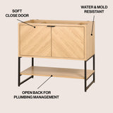 Moss Chevron-Front Modern Minimalist 2-Shelf Bath Vanity Cabinet Only (Sink Basin Not Included)