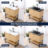 Moss Chevron-Front Modern Minimalist 2-Shelf Bath Vanity Cabinet Only (Sink Basin Not Included)