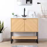 Moss Chevron-Front Modern Minimalist 2-Shelf Bath Vanity Cabinet Only (Sink Basin Not Included)