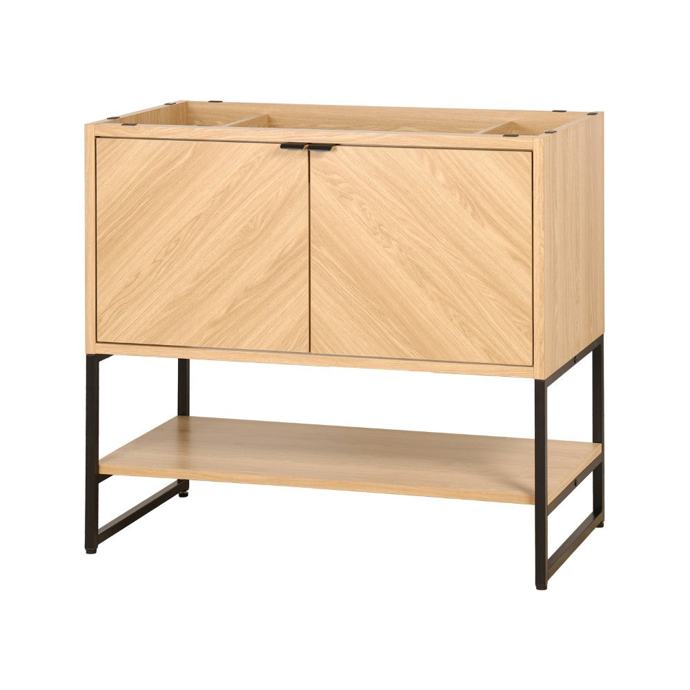 Moss Chevron-Front Modern Minimalist 2-Shelf Bath Vanity Cabinet Only (Sink Basin Not Included)