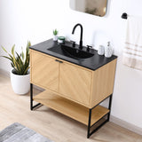 Moss Chevron-Front Modern Minimalist 2-Shelf Bath Vanity Cabinet Only (Sink Basin Not Included)