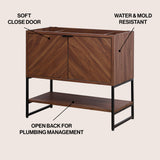 Moss Chevron-Front Modern Minimalist 2-Shelf Bath Vanity Cabinet Only (Sink Basin Not Included)