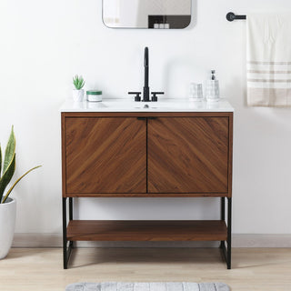 Moss Chevron-Front Modern Minimalist 2-Shelf Bath Vanity Cabinet Only (Sink Basin Not Included)