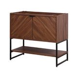 Moss Chevron-Front Modern Minimalist 2-Shelf Bath Vanity Cabinet Only (Sink Basin Not Included)